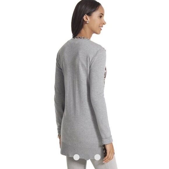 Chico’s Cardigan Size 1 (8) Peyton Long Line Leopard Print - Picture 2 of 15